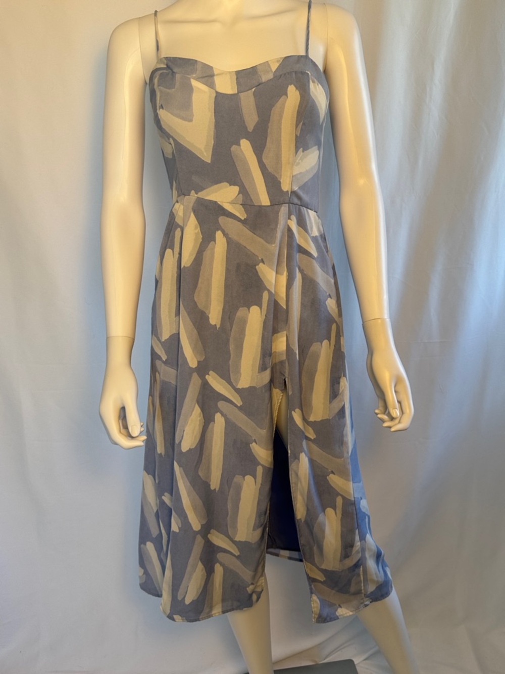 Abercrombie & Fitch Blue and Cream Patterned Midi Dress